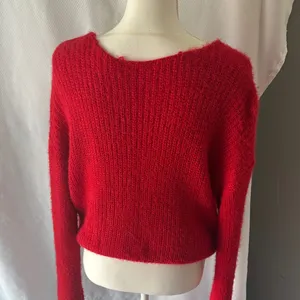 No Boundaries Red Off-the-Shoulder Sweater with Pearl Details thumbnail 5