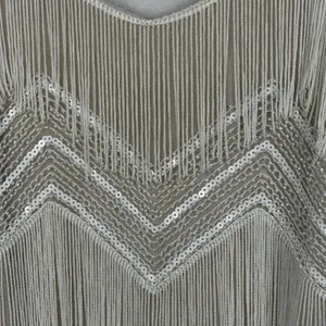 Lulu's Ivory Fringe Sequin Mini Dress Size Small Gatsby Flapper Cocktail‎ thumbnail 7