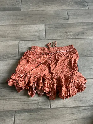 ILLA ILLA Rust Orange Ruffle Mini Skirt with Dot Print thumbnail 3
