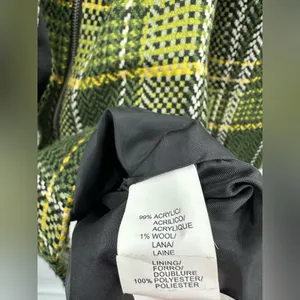 Mac & Jac‎ Green Plaid Belted Coat Asymmetrical Zip Snap Front Jacket Size XS thumbnail 4