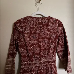 Veronica Beard Wandisa Mini Dress Sz‎ 4 in Rust Boho Floral Indian Cotton Sample thumbnail 5
