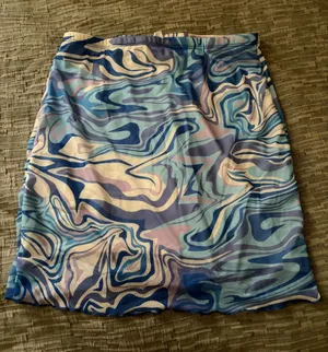 Retro 70s Mini Skirt Blue Size M thumbnail 1