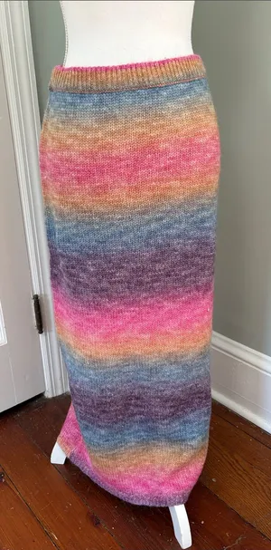 NWT Anthropologie Sunset Sweater Knit Maxi Skirt Pink Purple‎ Size 8 Wool Blend thumbnail 1