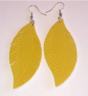 Chic Yellow Fabric Leaf Earrings thumbnail 1