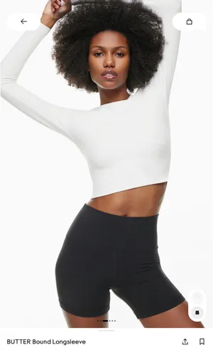 Cropped Butter Long Aritzia Crewneck Sleeve Shirt thumbnail 4