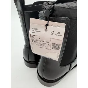 Mango Elegant Black Polished Bovine Leather Everyday Ankle Chelsea Boots 8.5 thumbnail 7