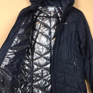 Columbia Women’s Omni-Heat Puffer Sherpa Lined Hood Navy Blue Zip-Up Jacket thumbnail 7