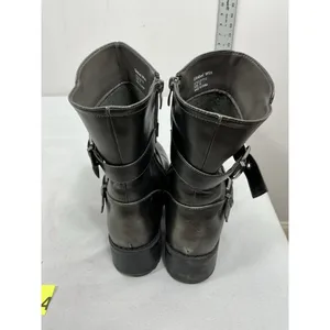 Womans Excellent Global Win Ankle Moto Combat Style Boots 10 Distressed Silver thumbnail 4