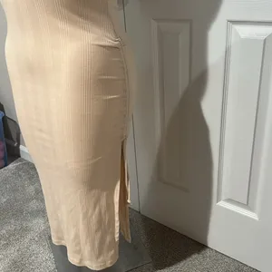 Aerie Ribbed Sleeveless Beige Midi Dress with side slit size small‎ thumbnail 3