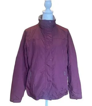 LL Bean Puffer Insulated Fleece Lined Burgundy Winter Coat Womens Size Medium thumbnail 1