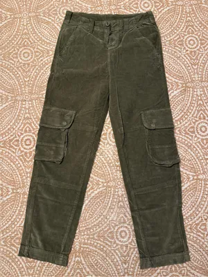✨EUC Free People Velvetty Olive Cargo Straight Pants Sz 0✨ thumbnail 1