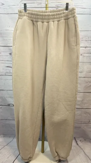 Comfort Joggers Sweatpants Beige Relaxed Fit Lounge Pants Large thumbnail 1