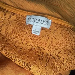 Luxology Gauzy Maxi Dress Sz L Orange Smocked Waist Ruffled Tiered Gypsy Boho thumbnail 7