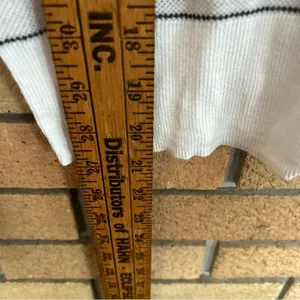 VINCE Cotton Lightweight Mesh White Black Stripe Crewneck Long Sleeve Sweater S thumbnail 6