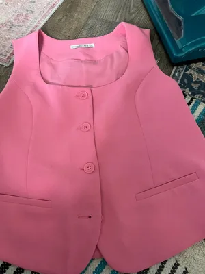 Abercrombie‎ & Fitch pink button-down vest size L thumbnail 5