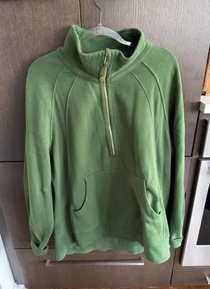 Lululemon Scuba Oversized Funnel-Neck Half Zip *Long Rainforest Green / Gold xxl thumbnail 1