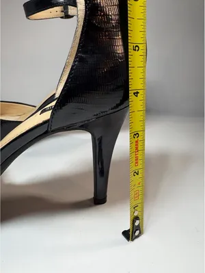 Alex Marie Women’s 9M Black Patent Peep Toe Ankle Strap Platform Heels thumbnail 5