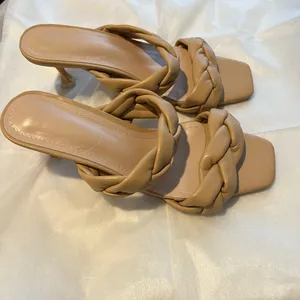 SHEIN Tan Heels with Braided Straps size 37 thumbnail 3