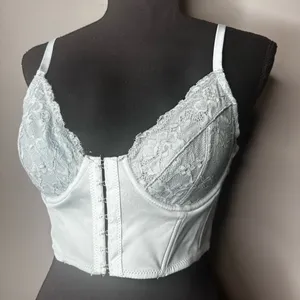 Garage Bustier Womens PS Medium Seafoam Combo Lace Bra Clasp Cropped thumbnail 2