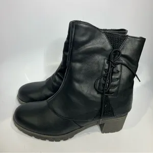 Muk Luks Lucy Lillith black faux‎ leather boots women’s size 10 zipper closure thumbnail 4