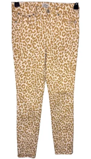 J.Crew Leopard Print Skinny Jeans Size 26 Tan Animal Print Mid Rise Stretch thumbnail 1