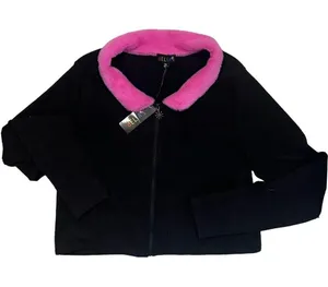 Delia’s By Dolls Kill Caught On Camera Zip Up Sweater Faux Fur Pink Collar Sz 3X thumbnail 3