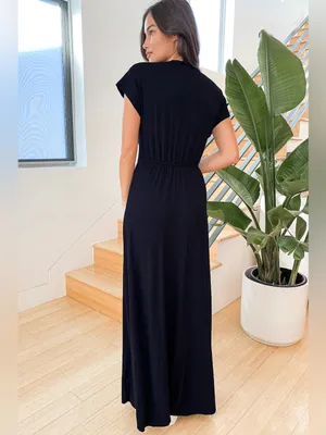 Lulus Easy for Me Navy Blue Short Sleeve Maxi Dress Size Small NWT thumbnail 4