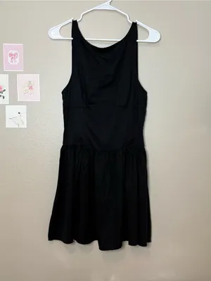 Aerie bow drop waist black dress medium summer preppy cute beach thumbnail 3