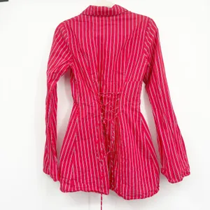 Princess Polly Womens Tawni Red Stripe Lace Up Corset Mini Shirt Dress Size 6 thumbnail 9