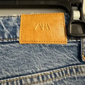 ZARA High Waist Straight Leg Pearl Studded Jeans thumbnail 4