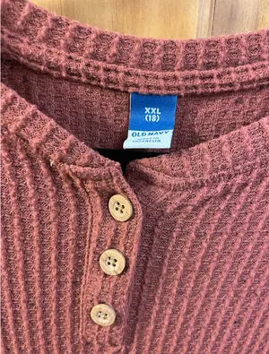 Old Navy Knit Sweater Button-Up Rusty Red thumbnail 2