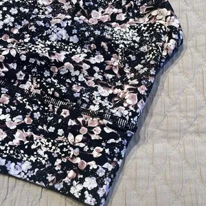 Lululemon Free to be Bra Long Line Black Pink Floral Spritz-Multi Size 4 thumbnail 3