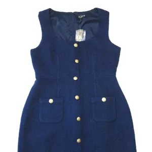 NWT J.Crew Sophia Sleeveless Midi in Dark Evening Blue Tweed Dress 12 thumbnail 4