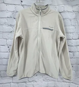 Columbia Fleece Jacket Women's XL Ivory Mountain Crest Full Zip Pockets thumbnail 1