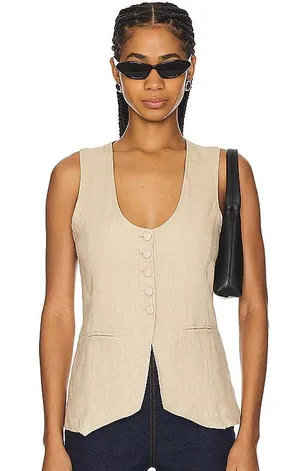 FREE PEOPLE Millie‎ Linen Vest thumbnail 1