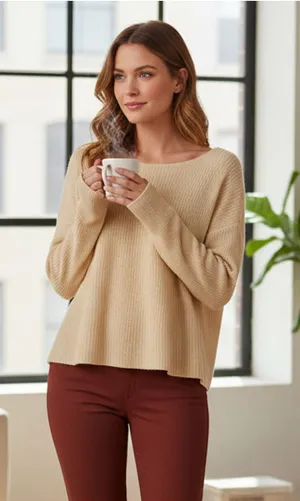 360 cashmere yellow/beige light weight knit cashmere pullover sweater Sz XS $334 thumbnail 1