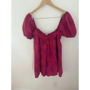 Urban‎ Outfitters Pink Floral Puff Sleeve Smocked Back Boho Romper Medium NEW thumbnail 6