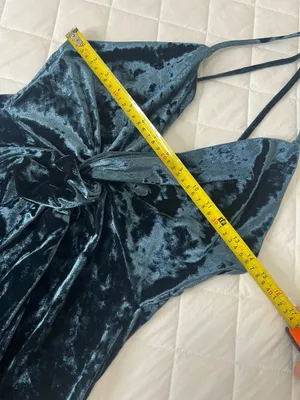 Zara Blue Velvet Halter Mini Dress Size M Party Clubbing Night Out Glam thumbnail 5