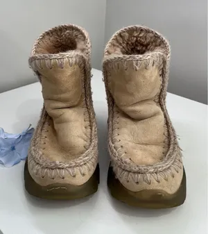 Mou Eskimo Tan Sheepskin Shearling Boots St. Moritz‎ Scout Lug Sole Size 37 thumbnail 1