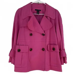 Grace Elements Lightweight Hot Pink Trench Pea Coat Plus Size 14 thumbnail 1