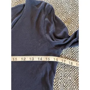 Lauren Ralph Lauren Shirt Womens Small Blue Elbow Sleeve Pullover V Neck Cotton thumbnail 5
