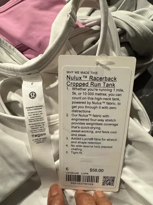 NWT LULULEMON - Light Vapor Nulux Racerback Crop Tank - $58 - 6 thumbnail 3