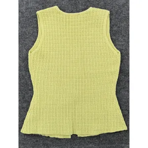 Milk & Honey Lime Chartreuse Green Knit Vest S Y2K 90s Minimalist Button Front thumbnail 3