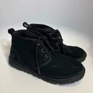 UGG Neumel‎ chukka boots in black suede leather shearling lined women's size 8 thumbnail 3