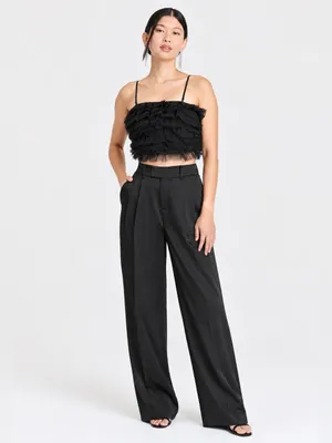 NWT A New Day Tiny Tulle Ruffle Crop Tank – Black – S thumbnail 2