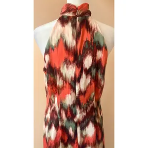 Banana Republic Halter Midi Dress Womens 6 Orange‎ Green New Abstract Ikat Print thumbnail 13