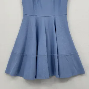 Lulus Fit & Flare Mini Dress Blue Textured Sleeveless Zip Back Chic Summer Sz L thumbnail 5