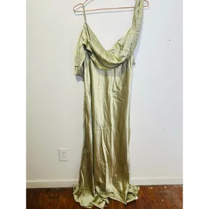 REFORMATION Dried Herbs Green Asymmetrical Cowl Neckline Rhonda Dress sz 18 thumbnail 2