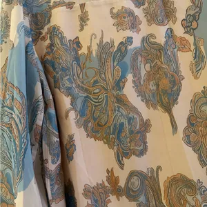 Lg Sheer Paisley Tie-Neck Blouse in Cream and Blue thumbnail 5