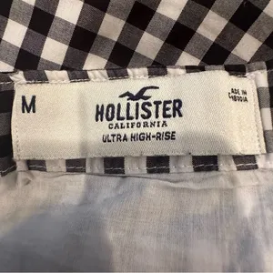 Hollister Poplin Gingham Mini Skirt Women's Medium Black White Checks‎ Preppy thumbnail 8